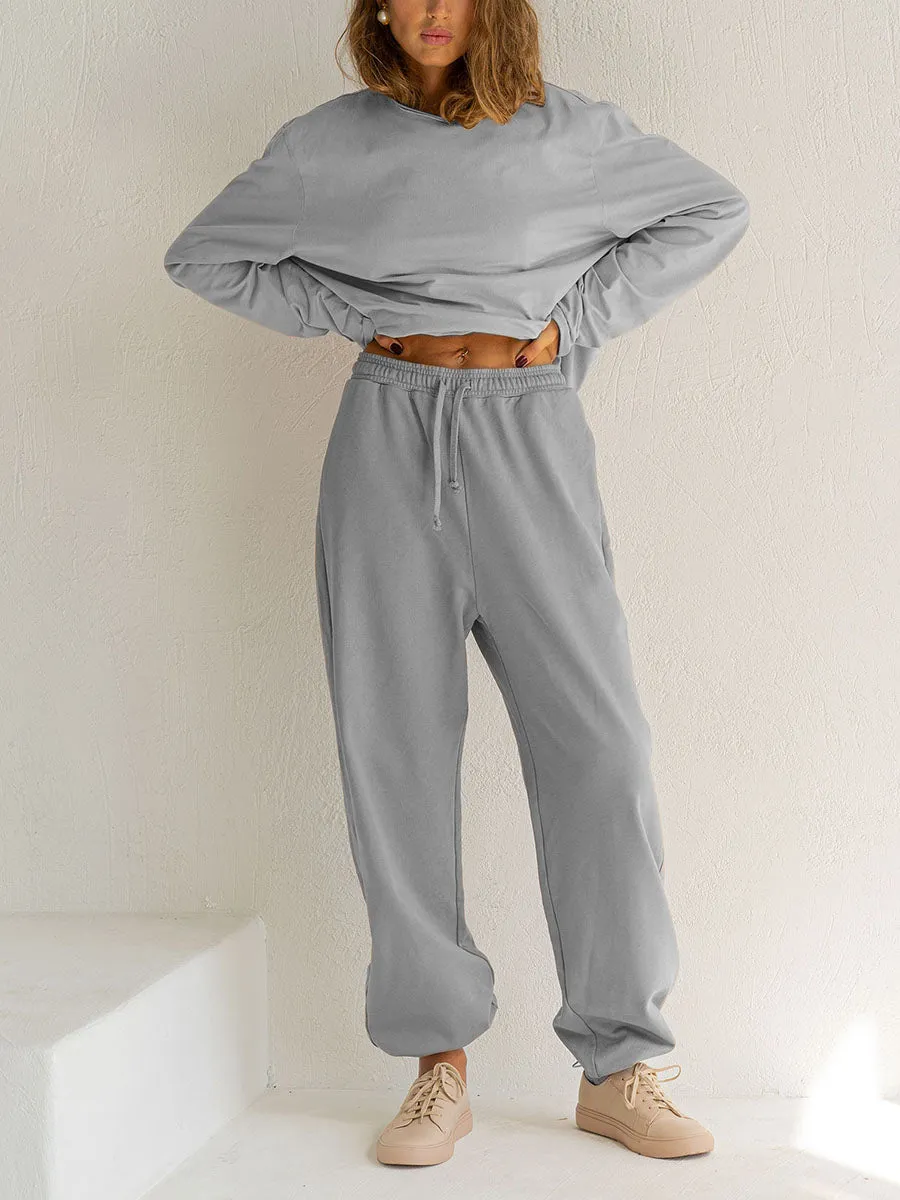 Fashion Casual Solid Color Loose Two-Piece Women'S Suit