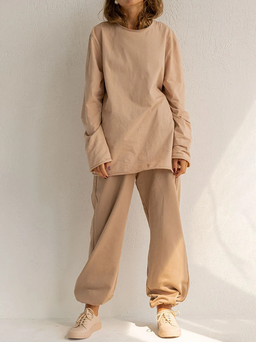 Fashion Casual Solid Color Loose Two-Piece Women'S Suit