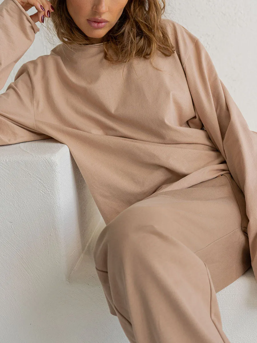 Fashion Casual Solid Color Loose Two-Piece Women'S Suit