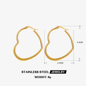 Fashionable gold exaggerated heart shaped earrings