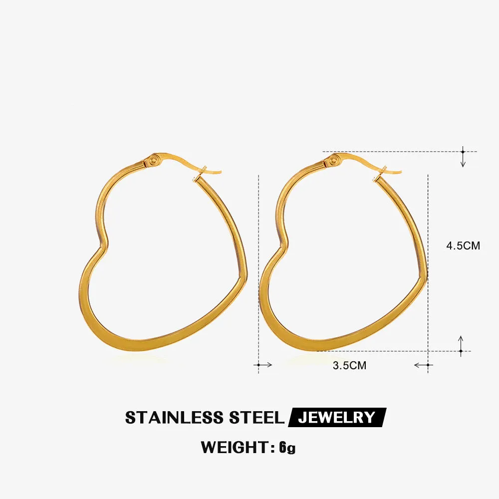 Fashionable gold exaggerated heart shaped earrings