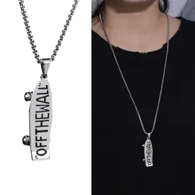 Fashionable men's titanium steel skateboard necklace