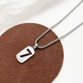 Fashionable titanium steel hollowed out number 7 necklace