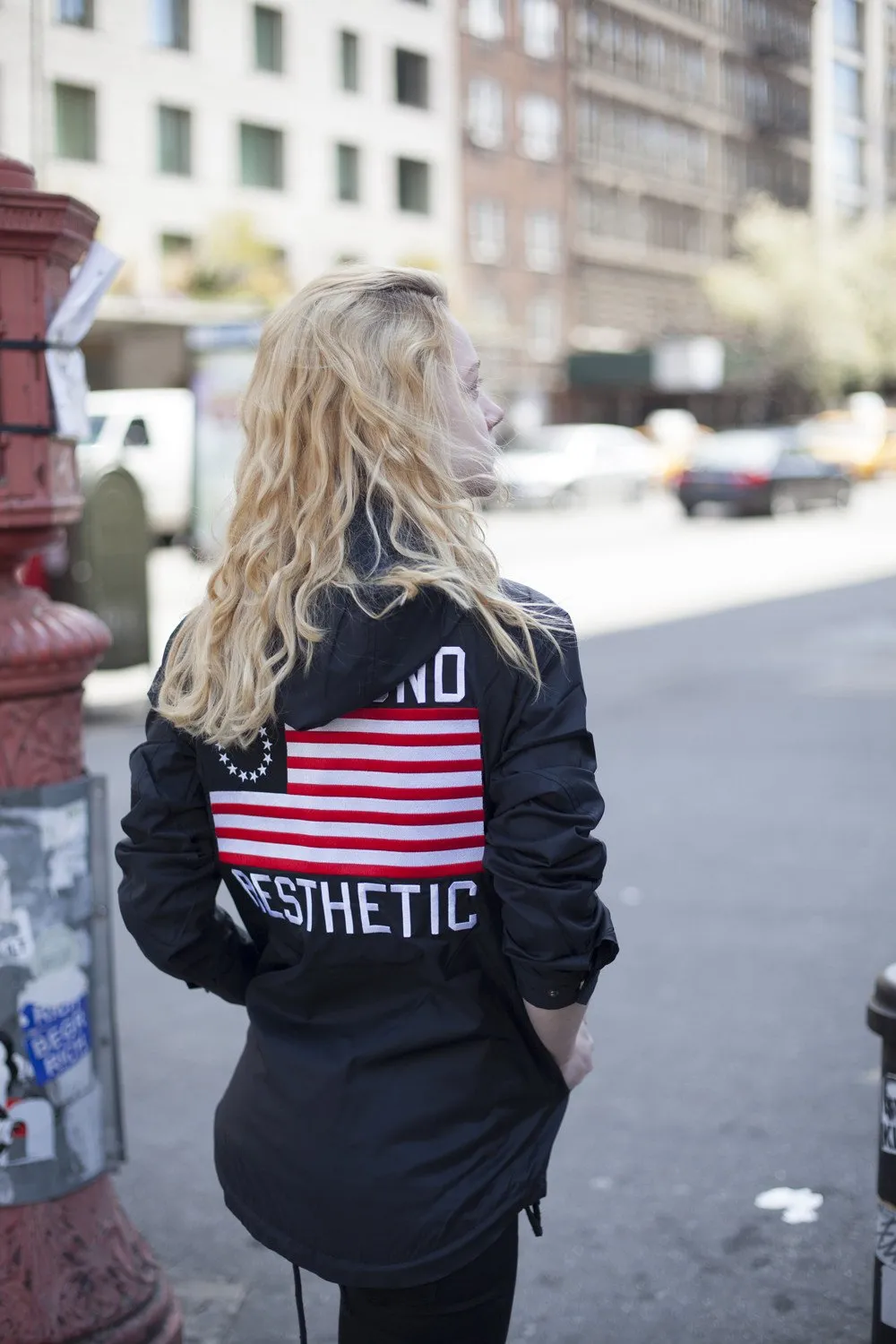 Four Flag Worldwide Hooded Windbreaker Coach Jacket in Black