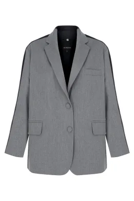 HALF GREY / HALF BLACK VEGAN LEATHER BLAZER JACKET