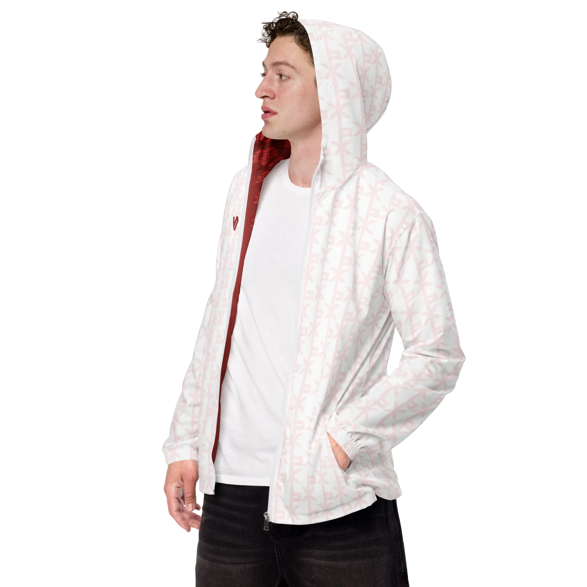 Jesus Loves You His Blood White Simple Men’s windbreaker