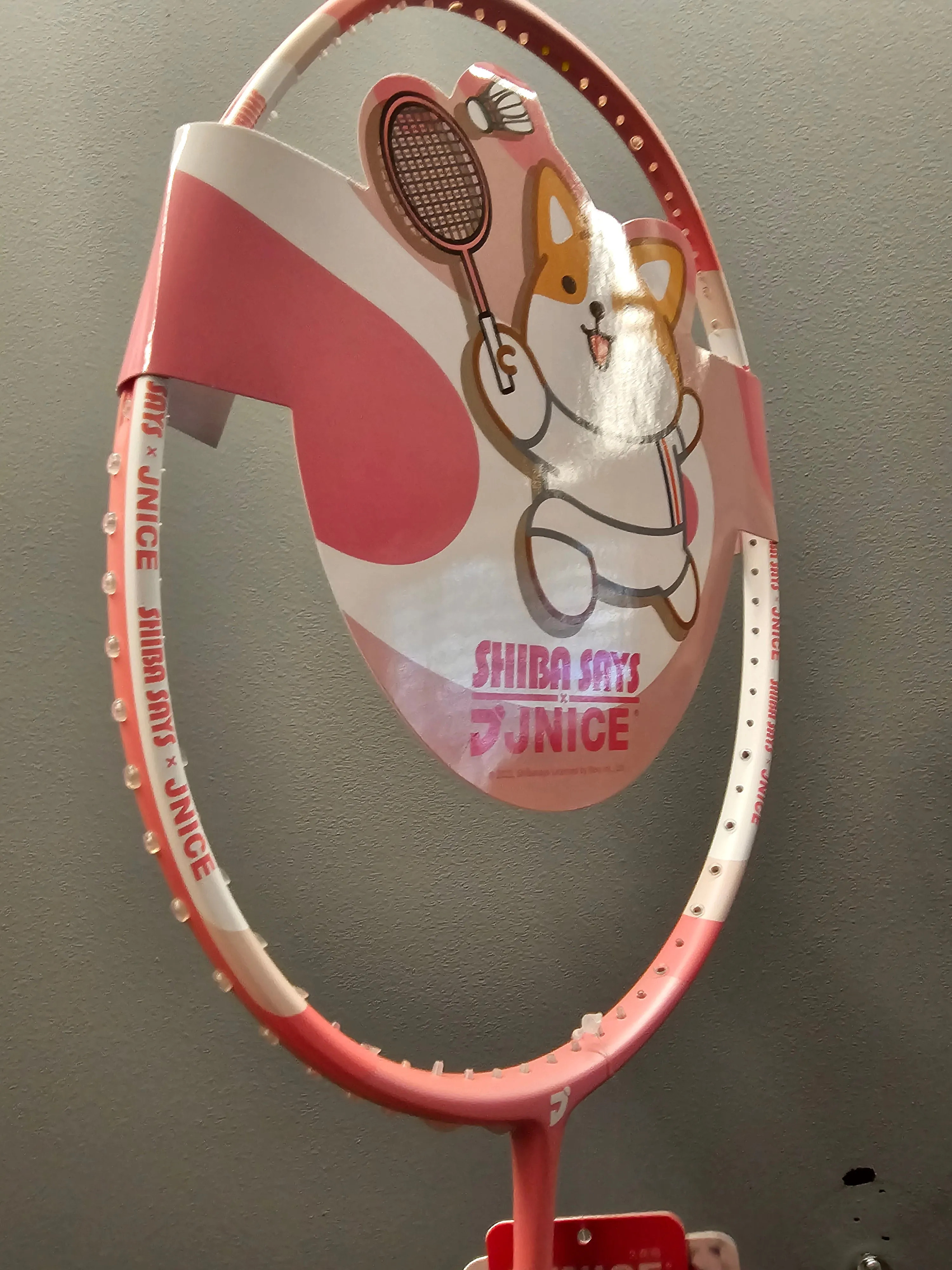 JNICE Shiba Kawaii Pink Badminton Racket with Enhanced Performance Features