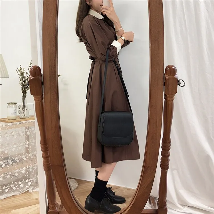 Joskka  New Spring Summer Women Dresses Fashionable Peter Pan Collar Single Breasted Vintage High Waist Casual Long Dress