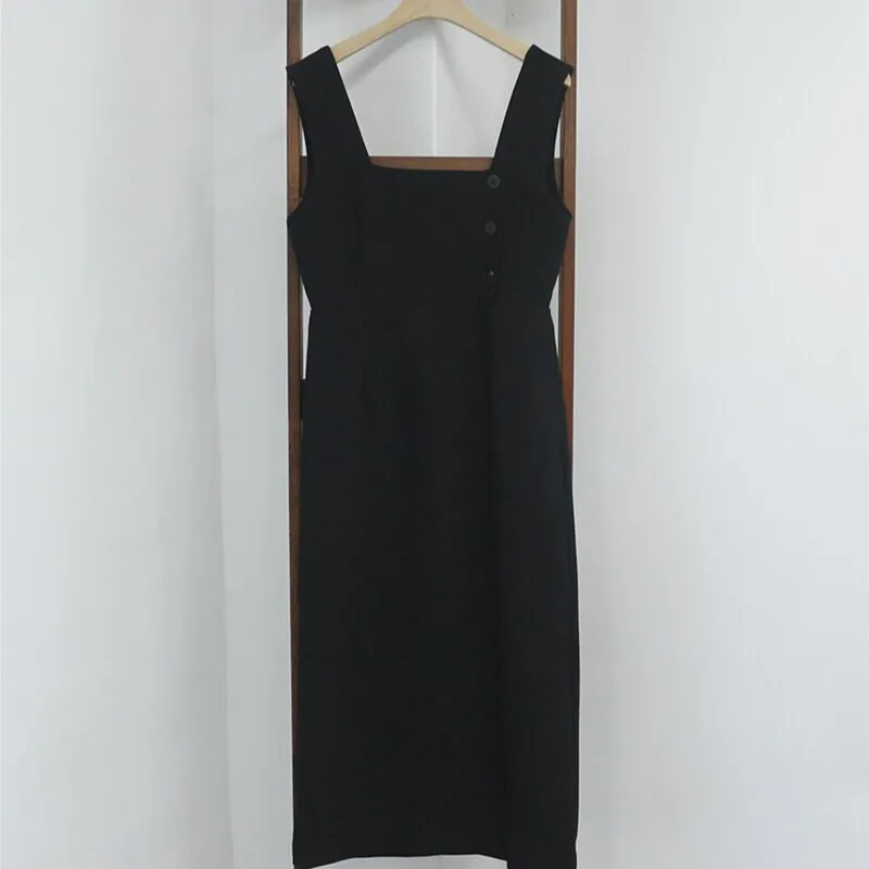 Joskka New  Summer Autumn Women's Dresses Sleeveless Fashionable Elegant Split Vintage High Waist Lady Wild Long Dresses DR1865