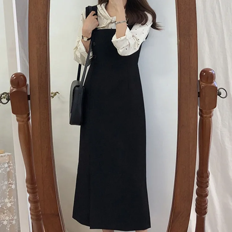 Joskka New  Summer Autumn Women's Dresses Sleeveless Fashionable Elegant Split Vintage High Waist Lady Wild Long Dresses DR1865