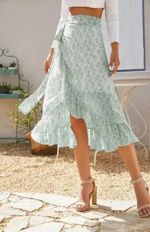 Ladies Casual Fashion Printed Irregular Skirt