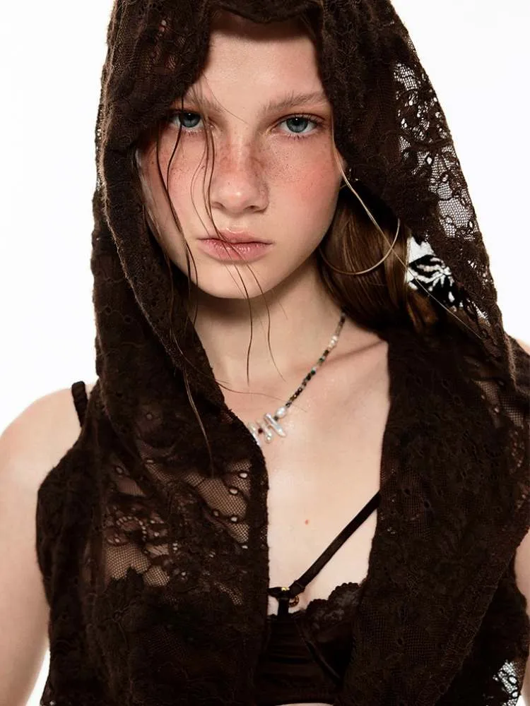 Lazy Lace Sheer Hooded Tops【s0000009148】