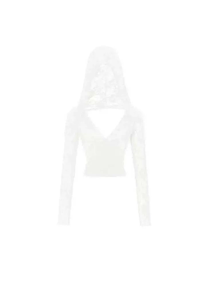 Lazy Lace Sheer Hooded Tops【s0000009148】