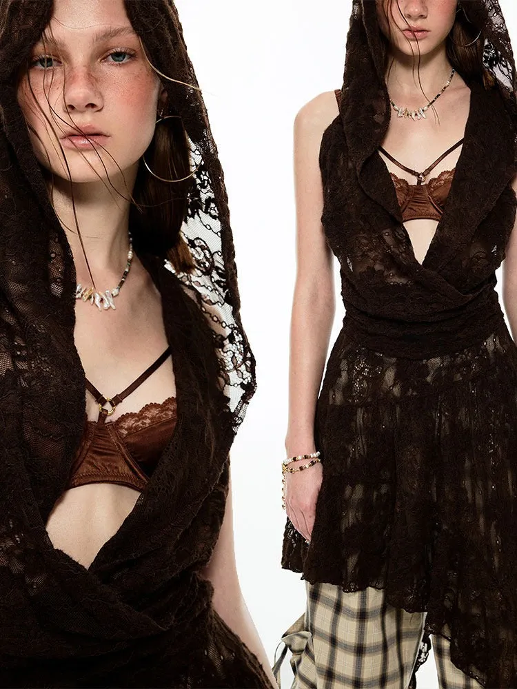 Lazy Lace Sheer Hooded Tops【s0000009148】