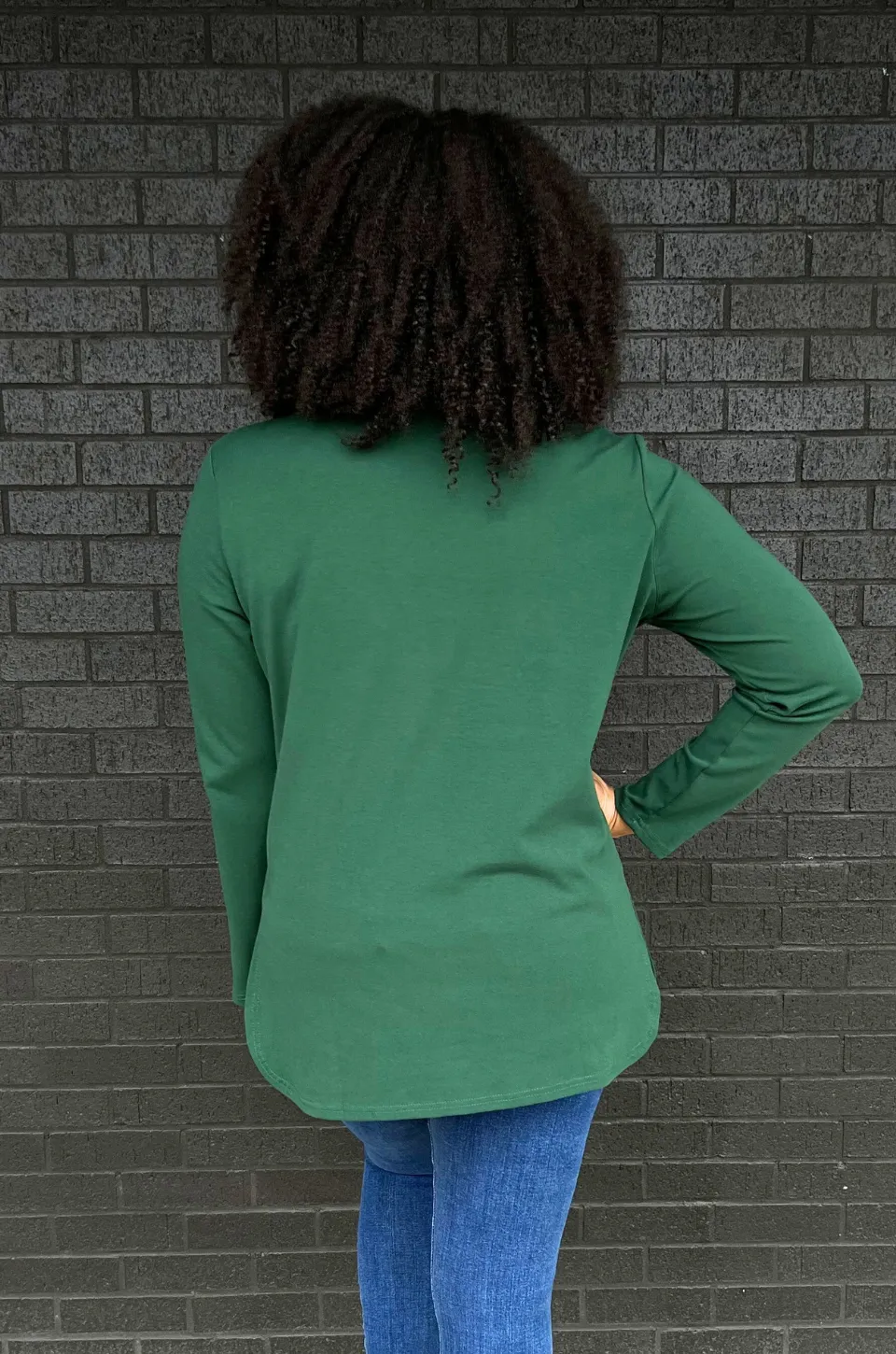Long Sleeve Nursing Tunic Top - Pine Green