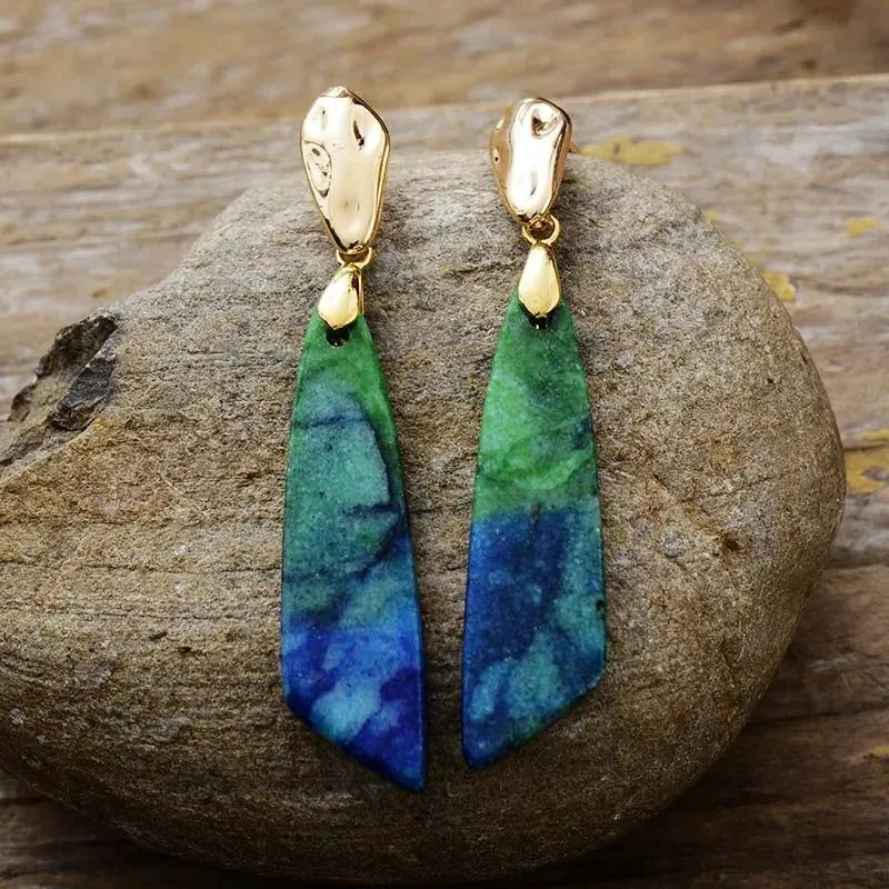 Long Stones Stud Earnings Collection