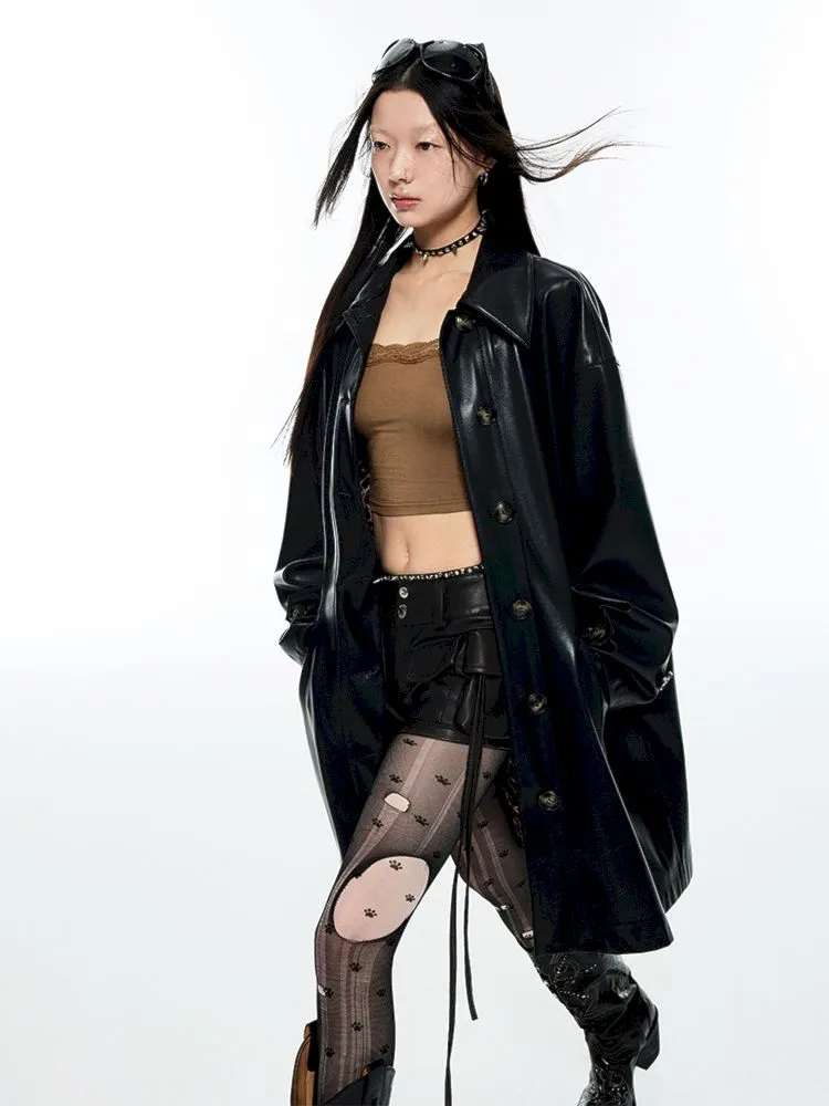 Loose windbreaker leather jacket【s0000006274】