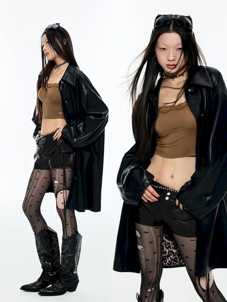 Loose windbreaker leather jacket【s0000006274】