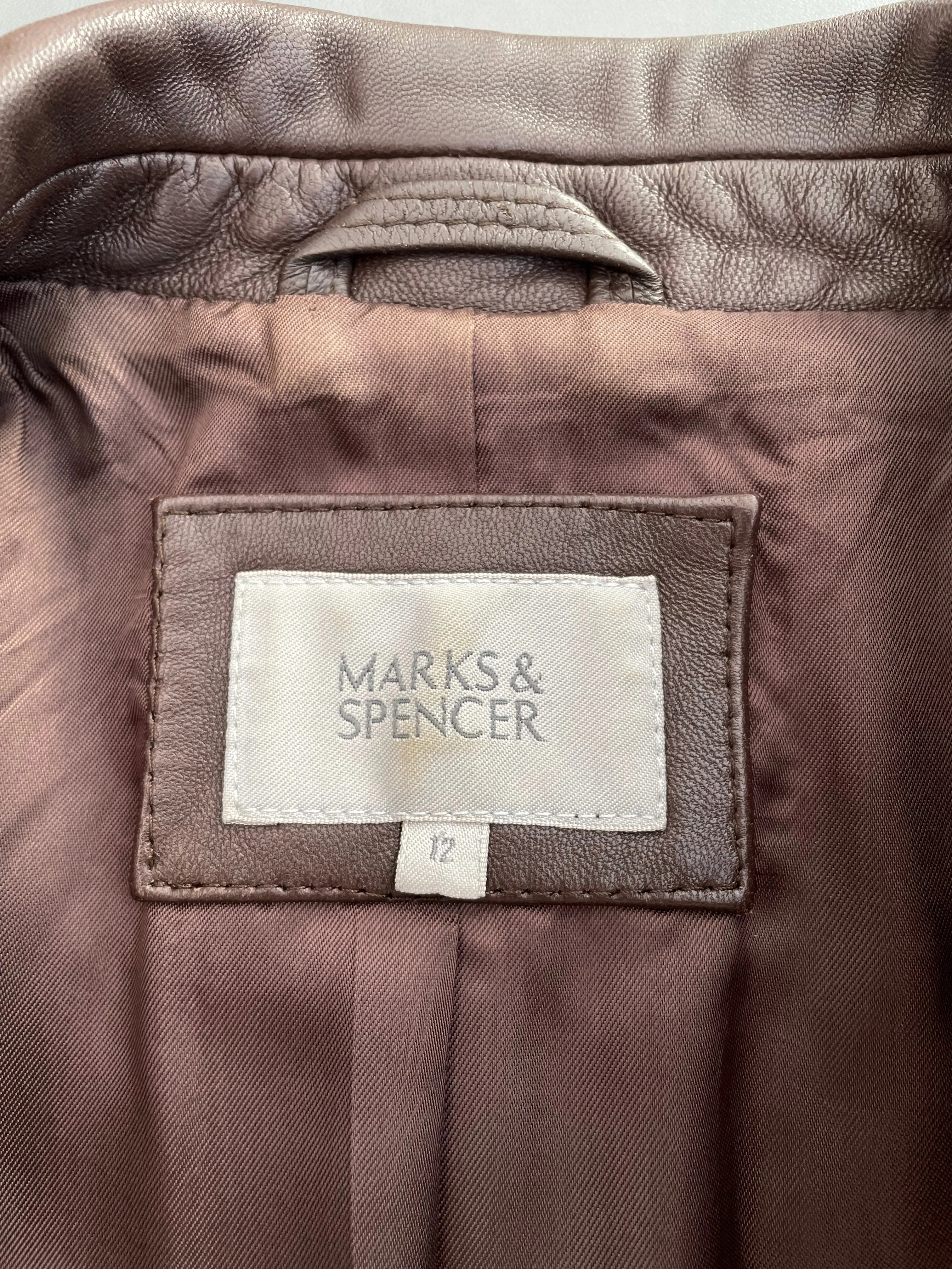 M&S Leather Coat Size 12