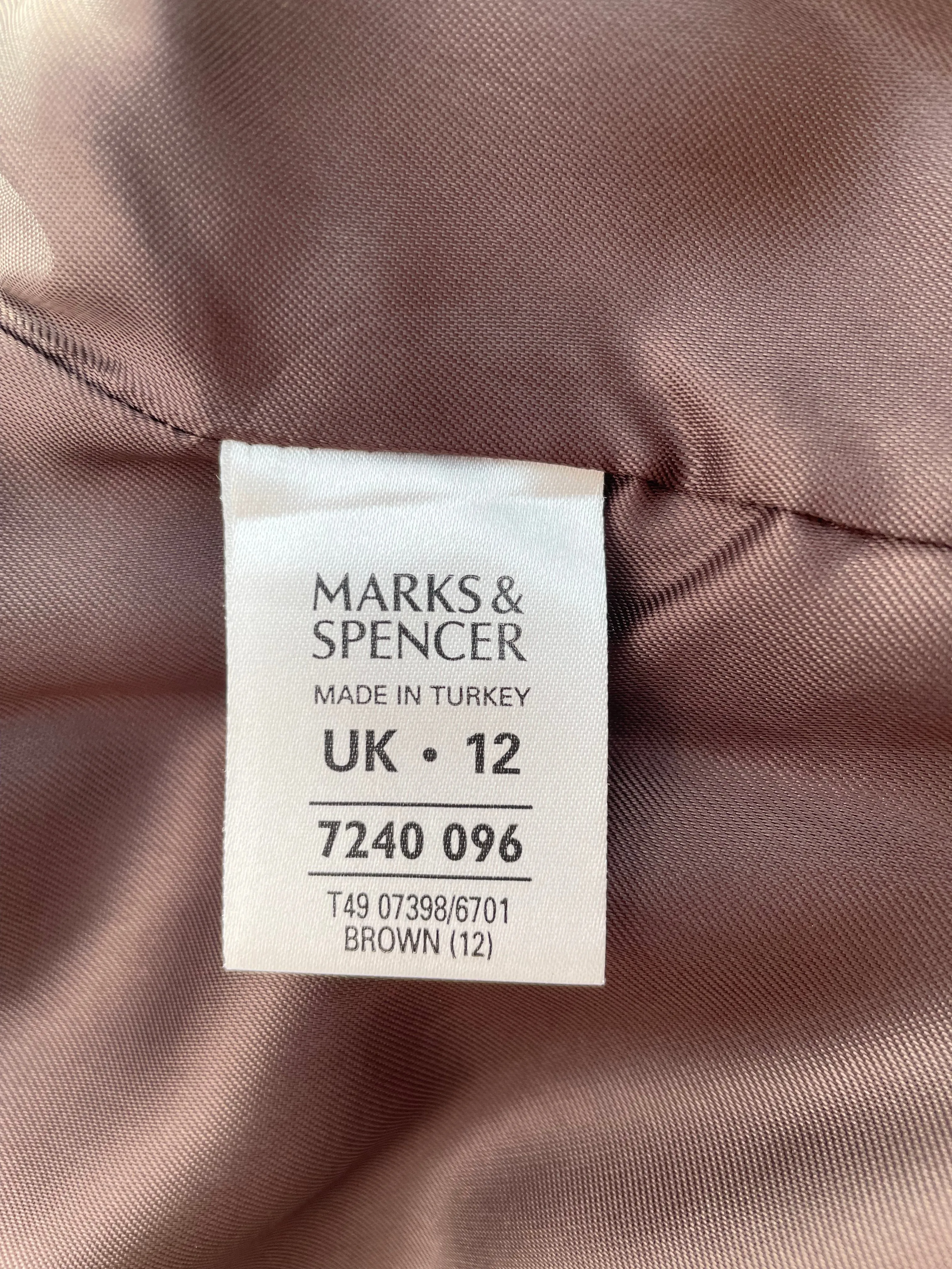 M&S Leather Coat Size 12