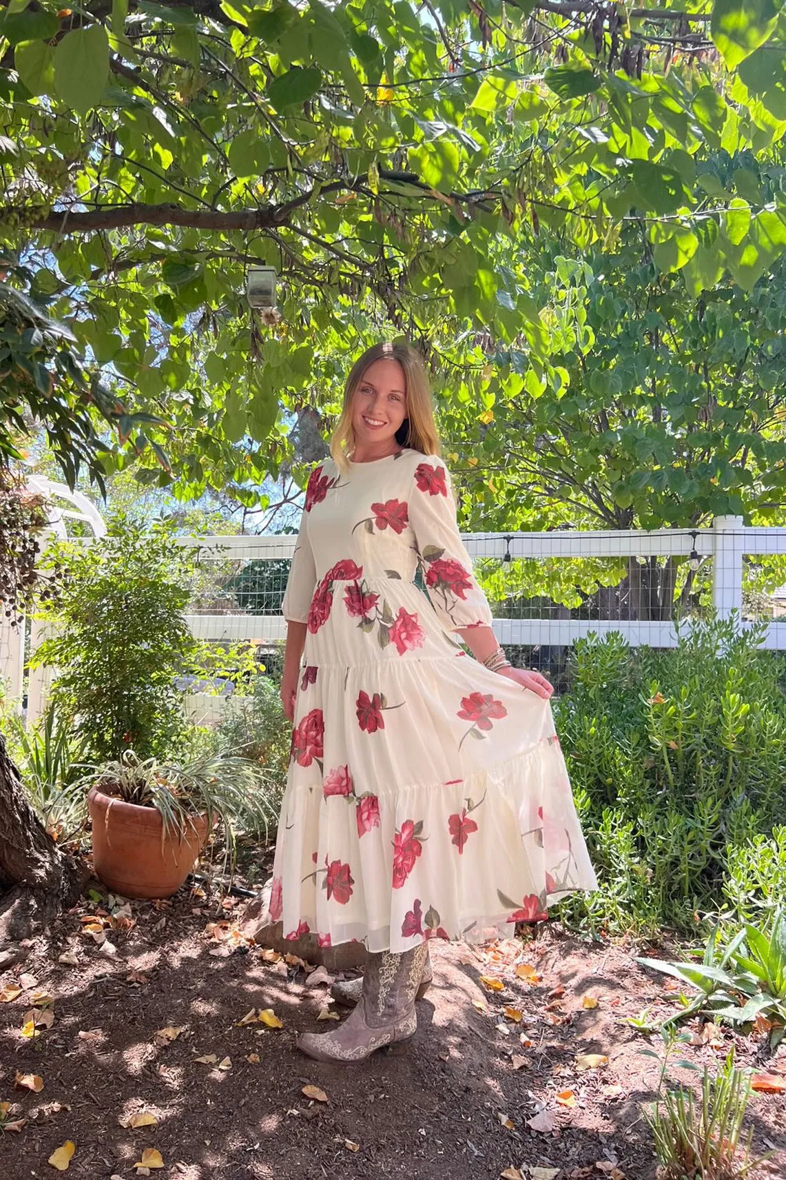 Marbella Ivory Rose Maxi Dress