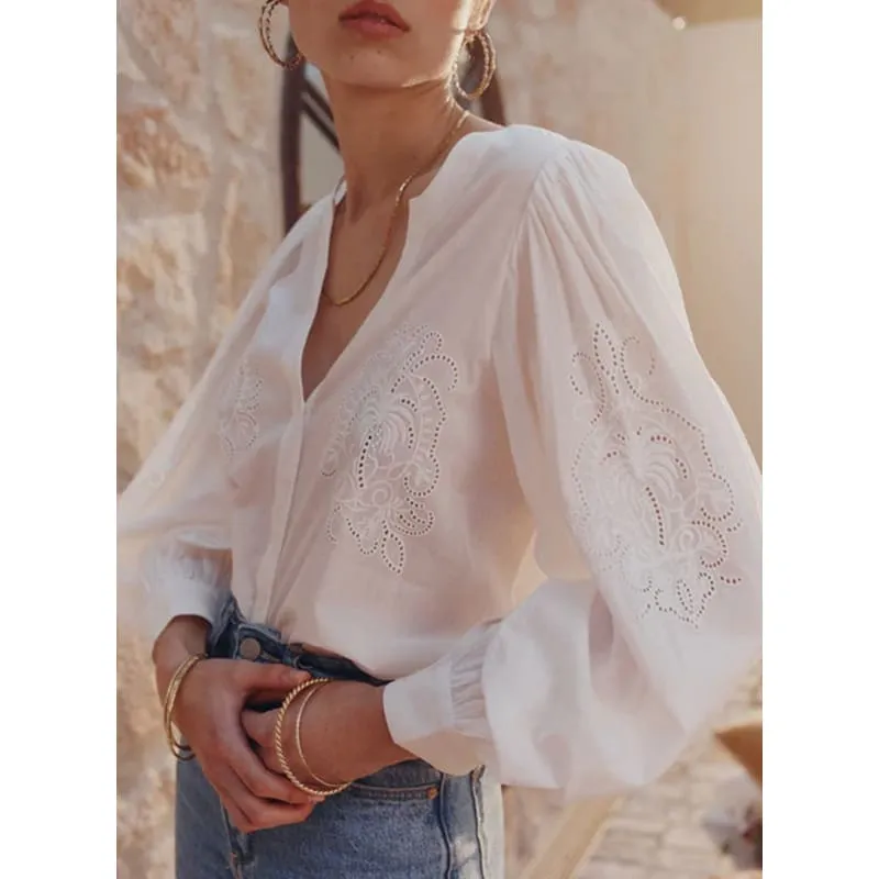 Moroccan Lace Blouse | Chalk