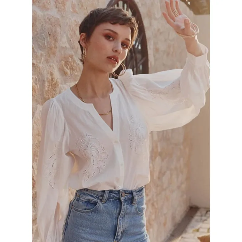Moroccan Lace Blouse | Chalk