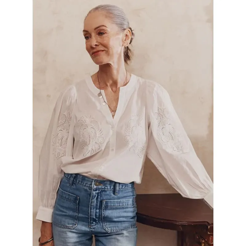 Moroccan Lace Blouse | Chalk