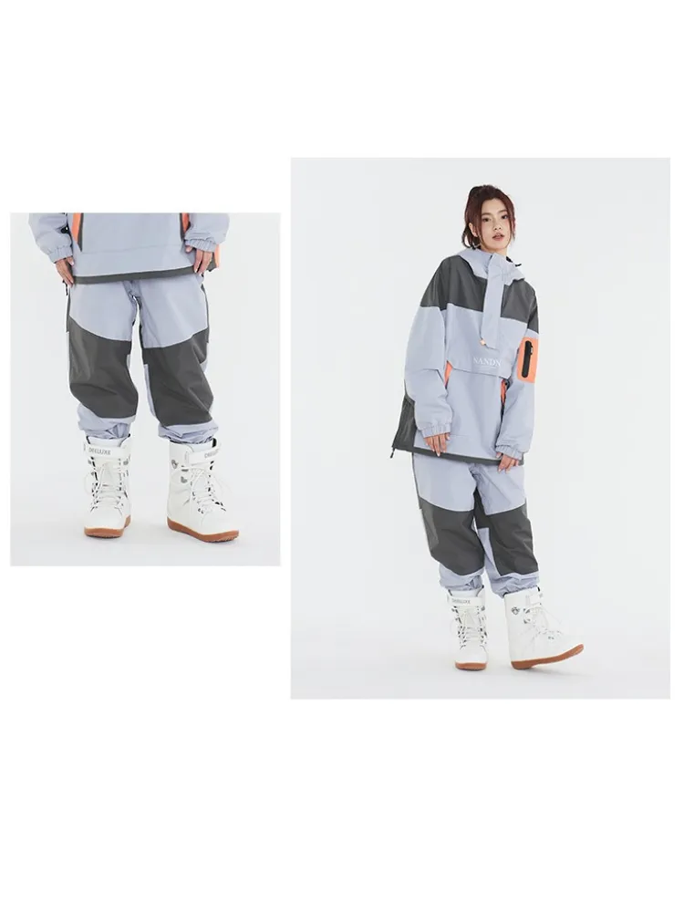 NANDN Colorblock Narrow Mouth Ski Snow Pants - Unisex