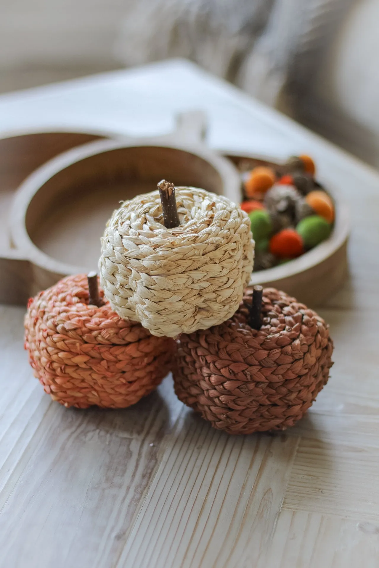 Natural Raffia Pumpkins | Set of 3