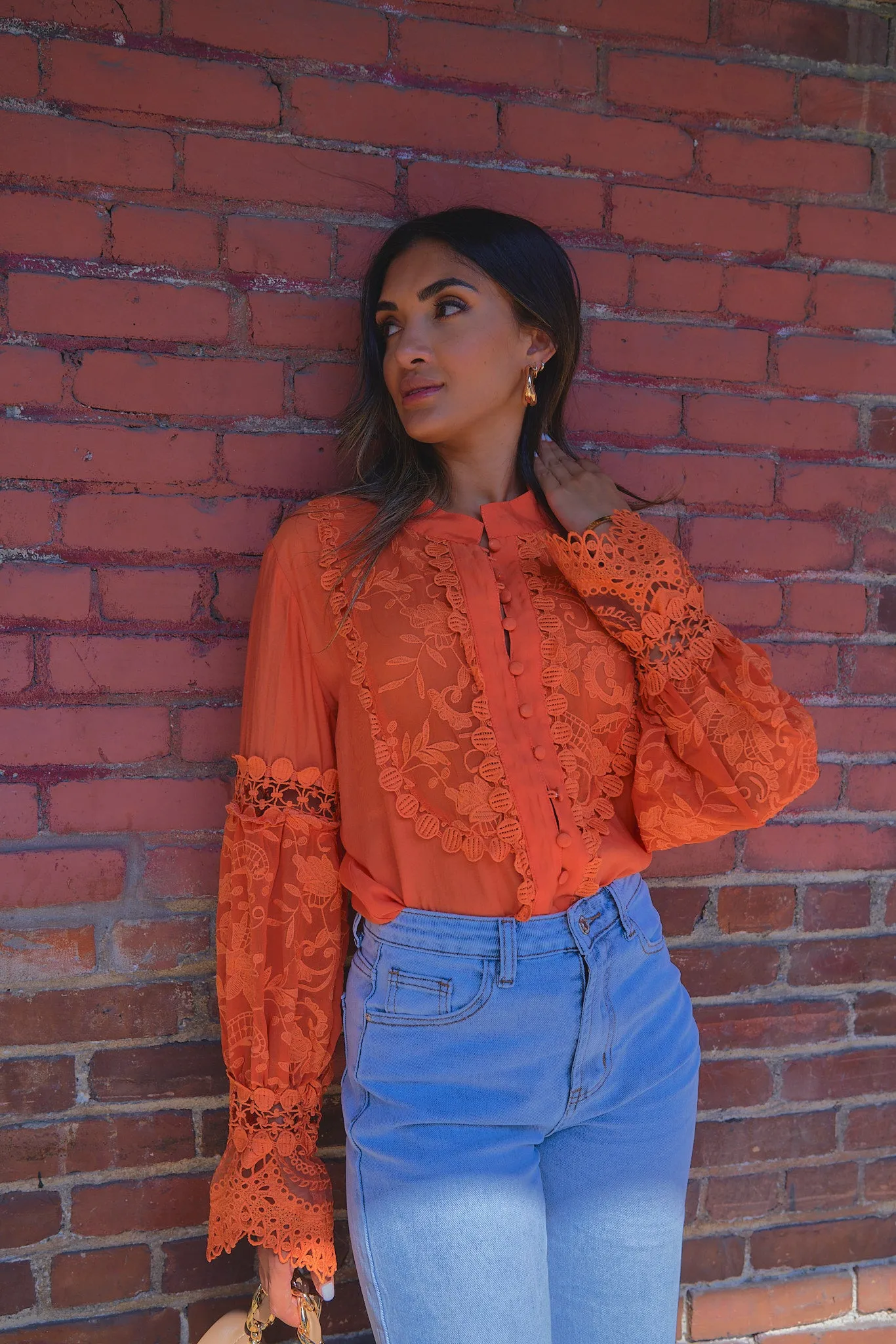 Orange Lace Top
