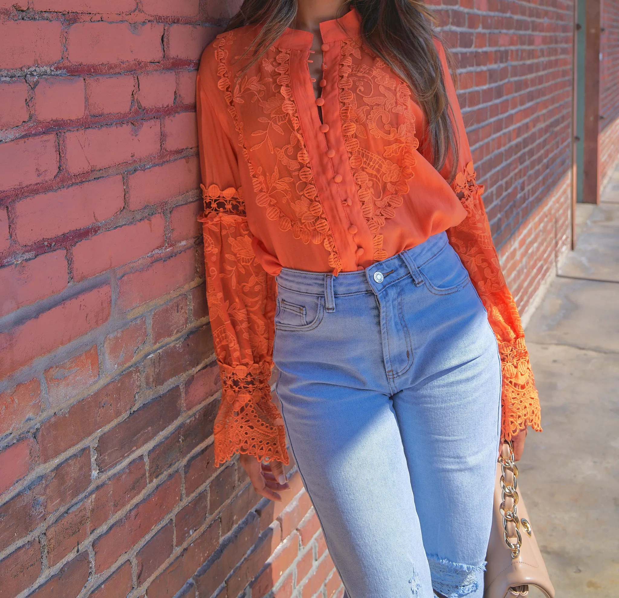 Orange Lace Top