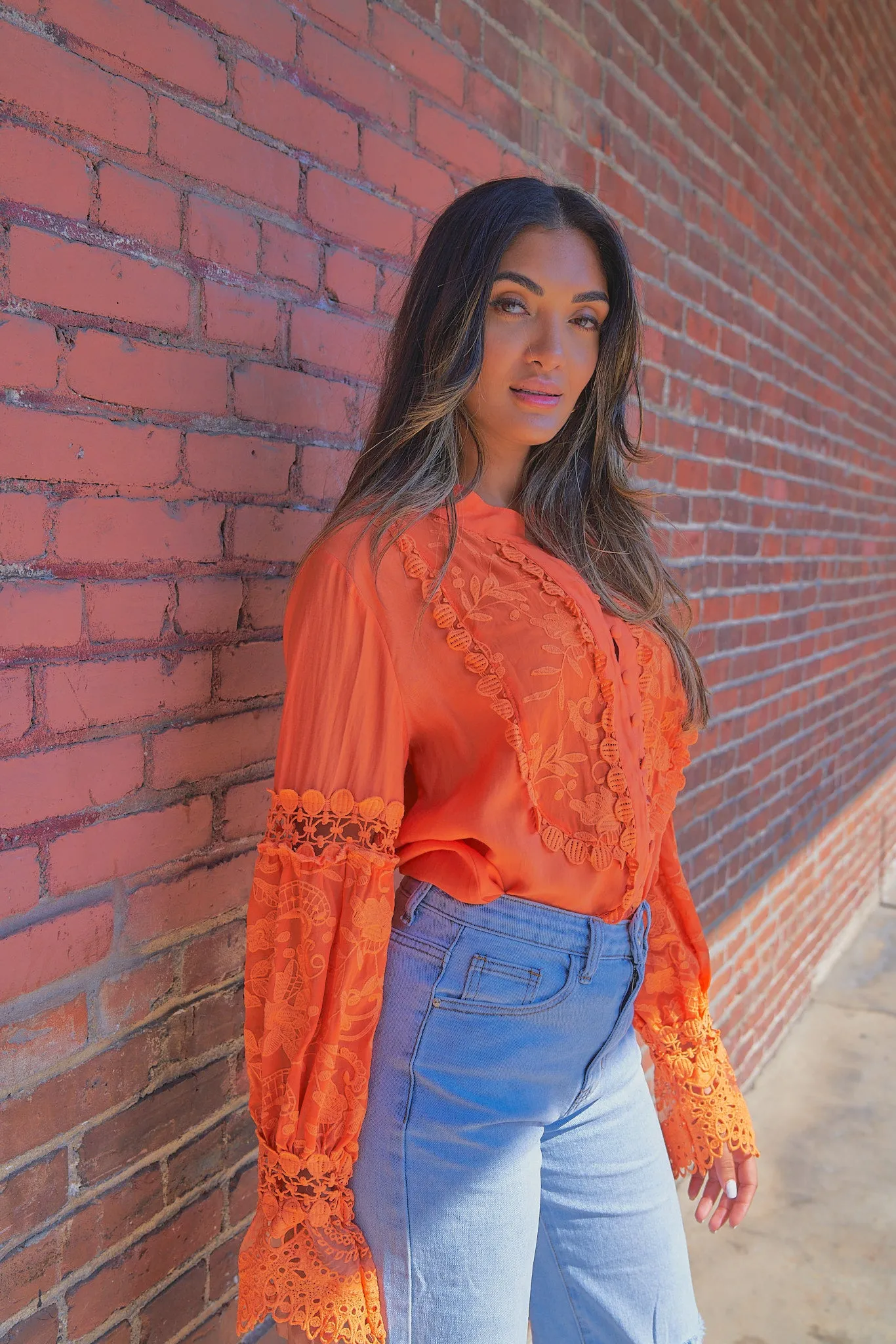 Orange Lace Top