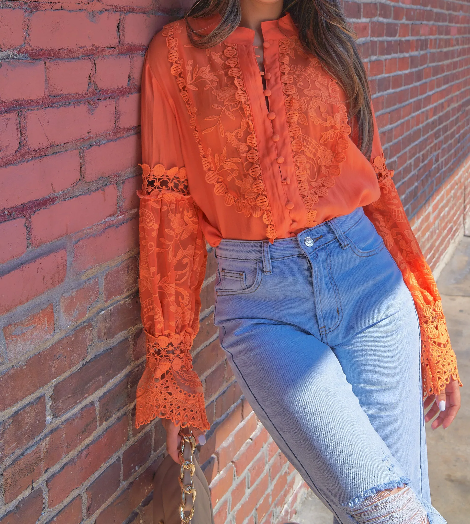Orange Lace Top