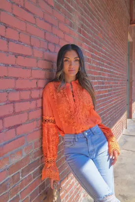 Orange Lace Top
