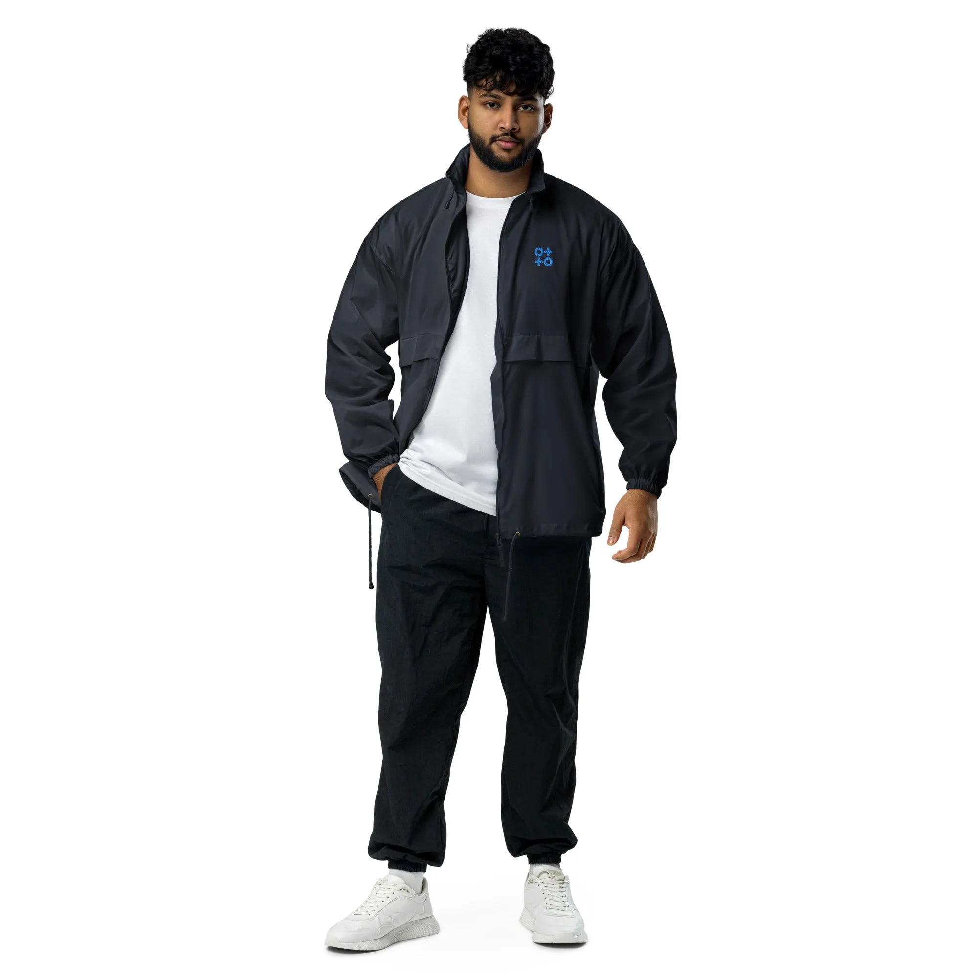 Otto's Teal on Blue Unisex windbreaker