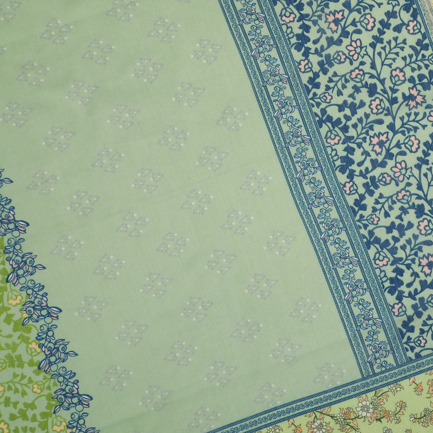 Plain Blue Woven Cotton Silk Unstitched Suit Co-ords Set