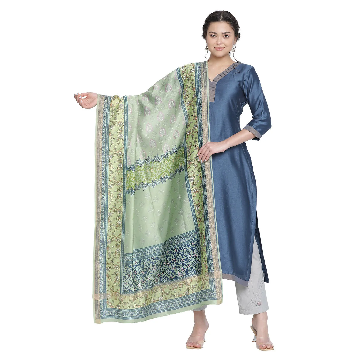 Plain Blue Woven Cotton Silk Unstitched Suit Co-ords Set