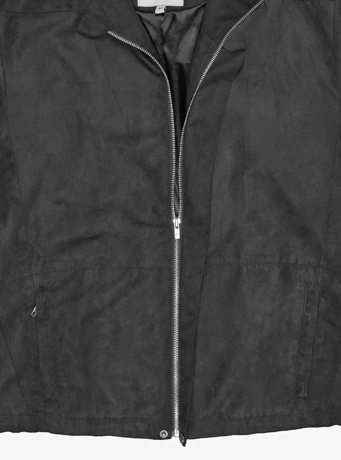 Poly-Suede Short-Sleeve Jacket in Black