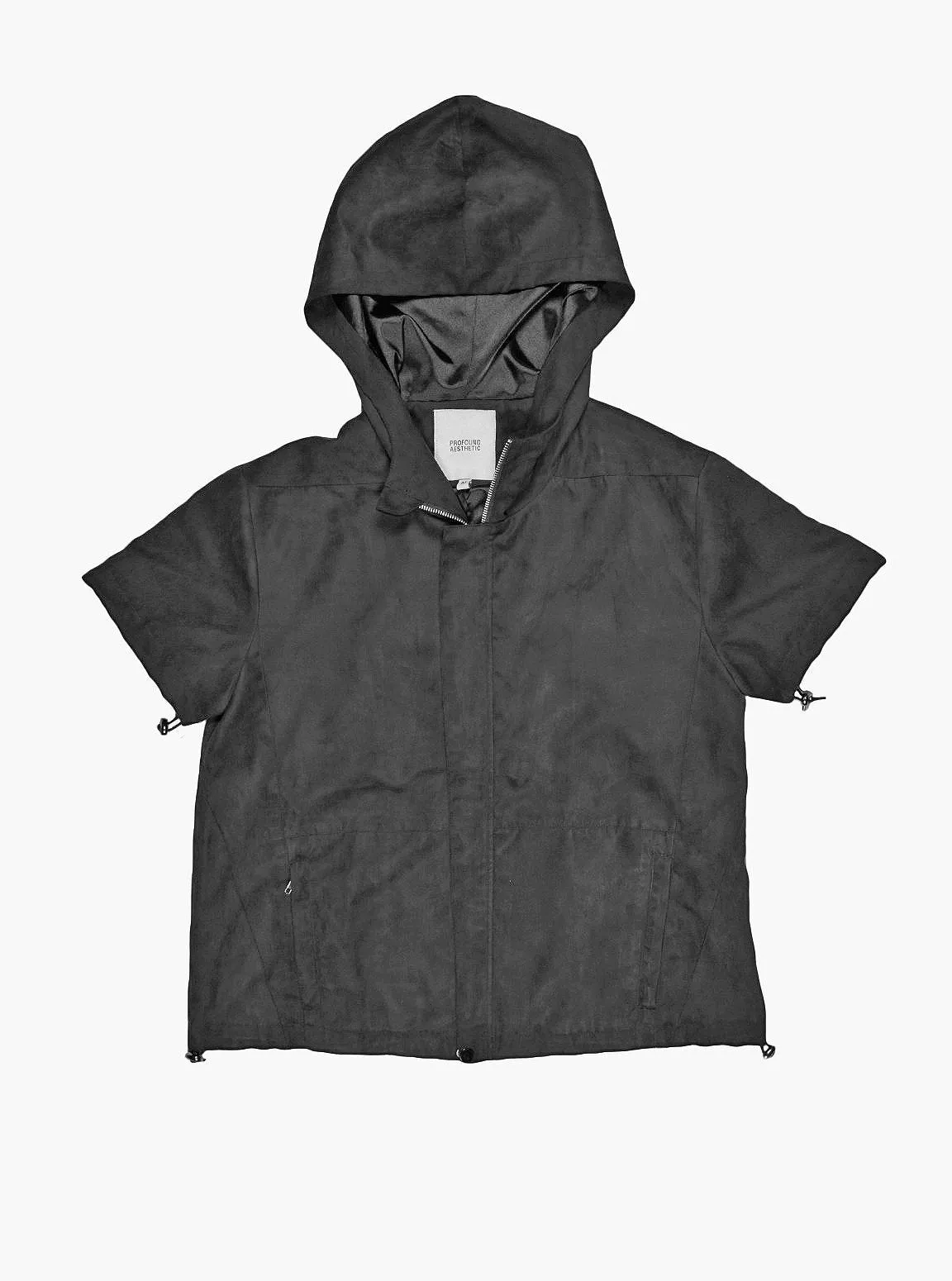 Poly-Suede Short-Sleeve Jacket in Black