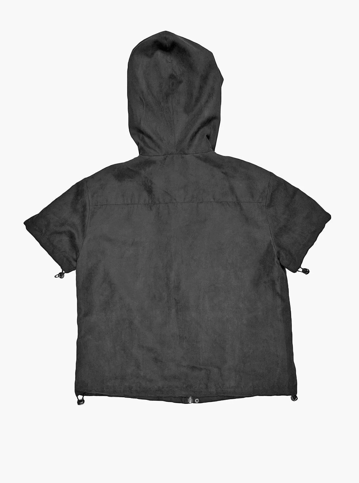Poly-Suede Short-Sleeve Jacket in Black