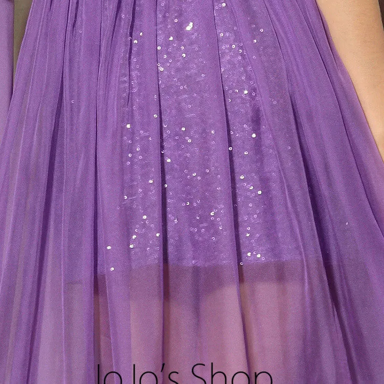 Purple Transparent Chiffon Hot Formalprom Evening Cocktail Dress DQ830907