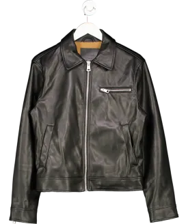 River Island Black Faux Leather Zip Jacket UK S