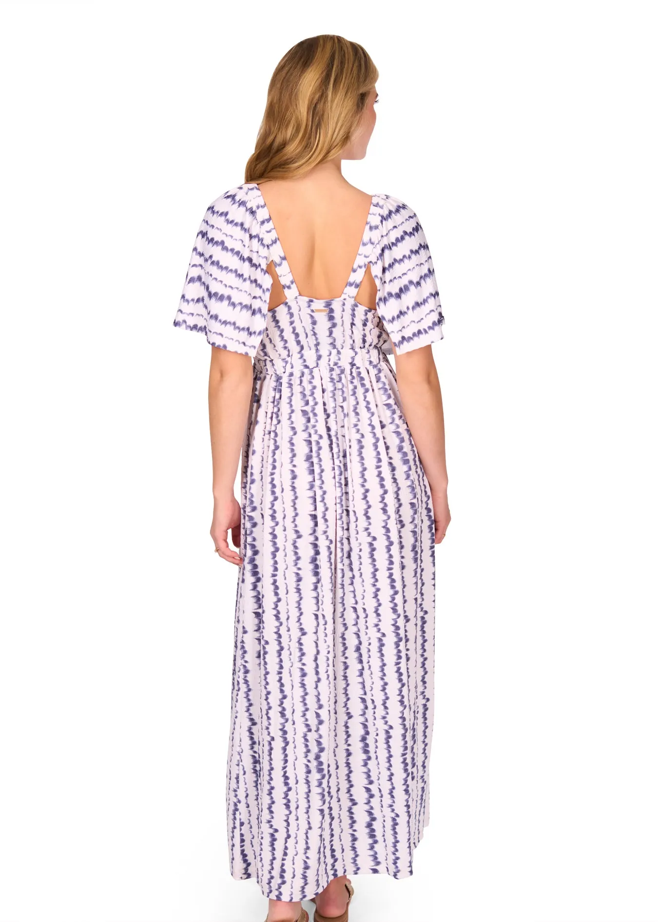 San Sebastian Flutter Sleeve Maxi Dress