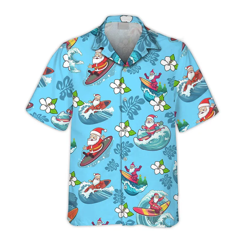 Santa Claus Surfing Hawaiian Shirt