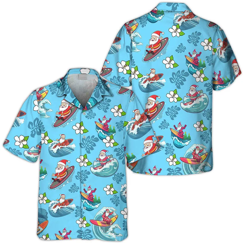Santa Claus Surfing Hawaiian Shirt