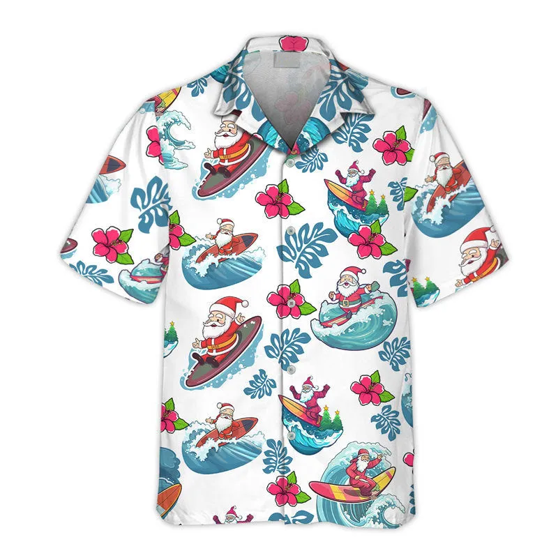 Santa Claus Surfing Hawaiian Shirt