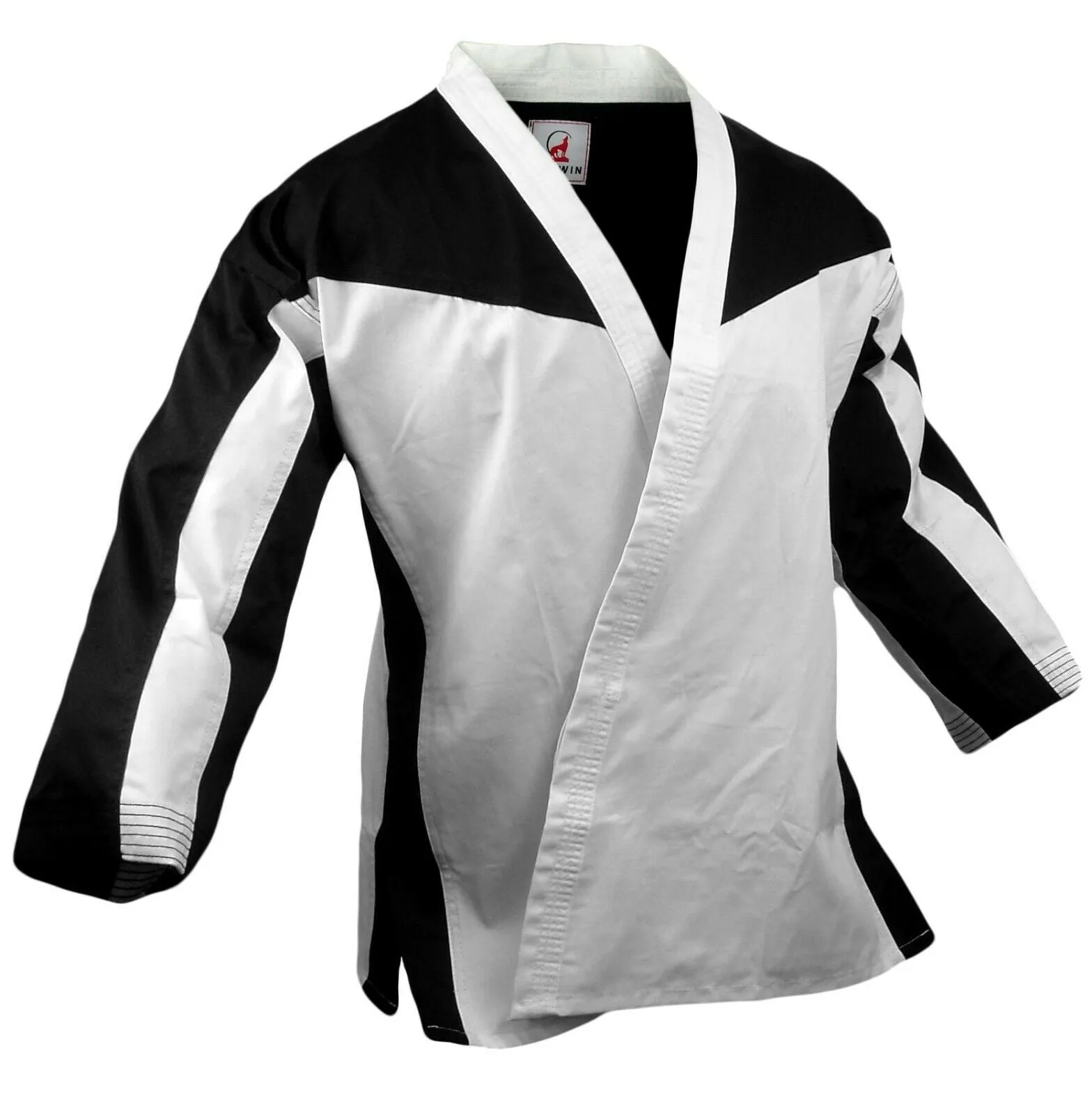 Team Set, Open, Black/White Combo, White Lapel and White Pants, 2 Black Stripes