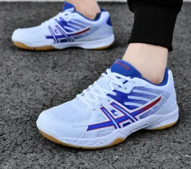 Unisex White/Blue Value Badminton Shoes