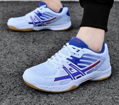 Unisex White/Blue Value Badminton Shoes